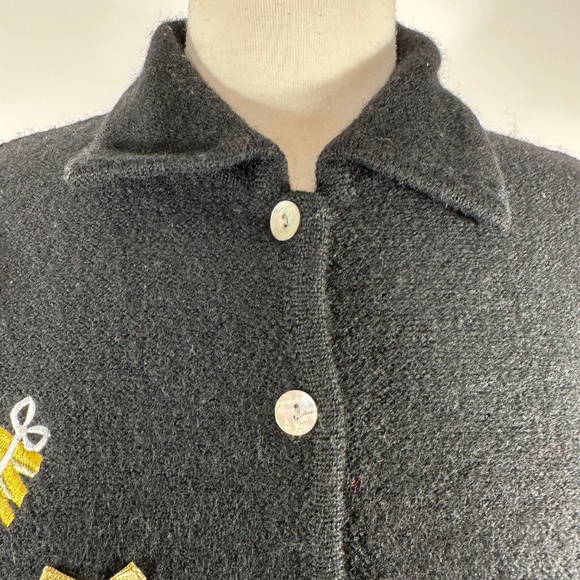 New Karen Scott Sport Boiled Wool Christmas Holiday Cardigan Knit Sz Petite L - Picture 6 of 15